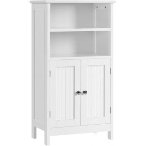 SUBZONAL-Meuble de Salle de Bain, Meuble de Rangement, 2 &Eacute;tag&egrave;res, Armoire Planche R&eacute;glable en Hauteur, Salon, Cuisine, Couloir, Profond 50 x 30 x 92,5 cm Blanc - Neuf