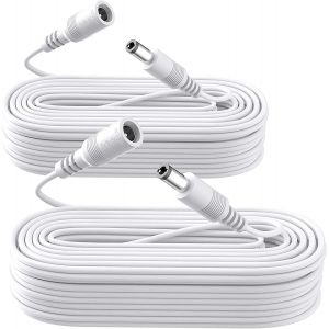 2pcs 10m Câble d'extension d'alimentation, câble d'extension DC 12V 5,5 mm x 2,1 mm Compatible avec l'adaptateur d'alimentation 12V DC ou Le Chargeur Mural pour caméra de sécurité CCTV (Blanc) - Neuf