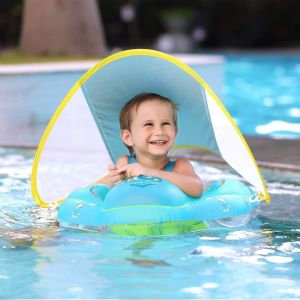 Siège De Piscine Pour Bébé Avec Auvent Amovible, Anneau De Natation Pour Bébé, Anneau De Couchage, Anneau De Natation Pour Enfants, Anneau Sous Les Bras, Pare-Soleil (L) - Neuf