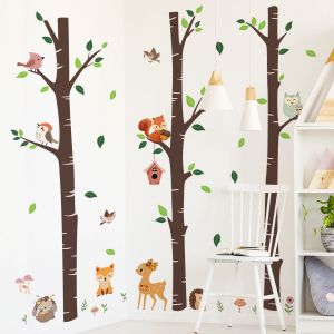 Stickers Muraux Grand Arbre Animaux Forêt Arbre Autocollant Mural Hibou Renard Cerf Décoration Murale Chambre Bébé Pépinière Enfant - Neuf