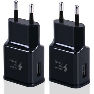 JGD-Lot de 2 Adaptateurs de Charge USB Rapides pour Samsung Galaxy S22/S21/S20/S10/S10E/S6/S7/S8/S9/Edge/Plus/Active/A13/A15/A72/A53 5G, Note 5/8/9, Google Pixel 2/3/XL et Autres Smartphones/Appareil - Neuf
