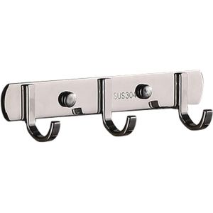 Cintre en Acier Inoxydable Porte-serviettes Mural Robuste Crochet Moderne en M&eacute;tal Pour Entr&eacute;e Couloir Cuisine Salle de Bain Chambre (Plat, 3 Crochets) - Neuf