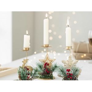 Lot de 3 porte-bougies chauffe-plat en m&eacute;tal pour d&eacute;coration de table de No&euml;l - Neuf