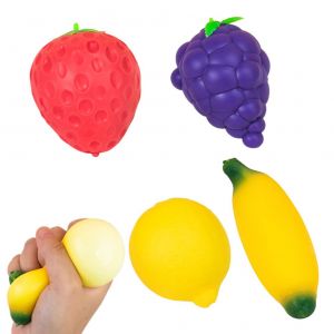Lot de 4 balles anti-stress en forme de fruit pour enfants, jouets sensoriels anti-stress - Neuf