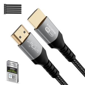KALANKA-8K câbles HDMI 2.1 de 2.5 Mètre- Certifié Ultra HD 48 Gbps - Haute vitesse-4K@120 Hz/8 K@60 Hz-eARC-HDCP 2.2&2.3 - UHD HDR 10+ - Compatible avec les jeux 8K, TV, lecteur Blu-ray,projecteur - Neuf