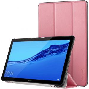 Coque Compatible Pour Huawei Mediapad T5 10.1"" Housse De Protection En Cuir Pu &Eacute;tui Magn&eacute;tique Ultra-Mince Avec Fonction Support - Rose - Neuf