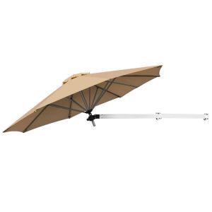 Parasol Mural En Porte-&Agrave;-Faux 250 X 184 Cm Id&eacute;al Pour Jardin Et Terrasse Design Compact En Aluminium Beige Helloshop26 20_0013018 - Neuf