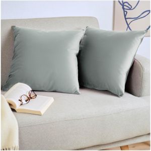 Trahoo-Housse De Coussin Canape - Lot De 2 - Housse Coussin 50x50 - Housses De Coussins D&eacute;coratifs Velours - Housse De Coussin 50x50 - Housses De Coussins Canap&eacute; Certifi&eacute;es Oeko-Tex - Couleur Gris - Neuf