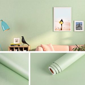 40cmx5m Papier Peint Vert Uni Salon Chambre Fille Garçon Papier Adhesif Pour Meuble Vert Clair Revetement Adhesif Meuble Cuisine Imperméable Vinyle Adhesif Meuble Tv Penderie Etagères - Neuf