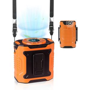 Gkstly Ventilateur &agrave; pince ceinture Ventilateur portable 10 vitesses Ventilateur ceinture puissant &agrave; 12000 tr/min avec &eacute;clairage cou mains libres &agrave; charge rapide 5000 mAh Pour chantier camping - Neuf