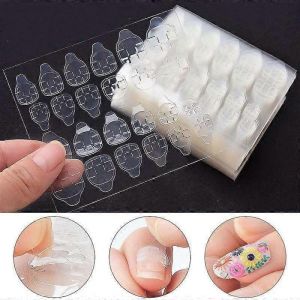 24pcs Double Face Faux Nail Art Ruban Colle - Colle À Ongles Transparente - Neuf