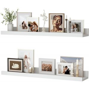 Lot De 2 &Eacute;tag&egrave;res Flottantes En Ch&ecirc;ne Naturel De 40 Cm, &Eacute;tag&egrave;re Murale En Bois Pour Salon, Cuisine, Chambre &Agrave; Coucher, Salle De Bain, Photo, Organisation De La Maison Et D&eacute;coration Murale - Neuf