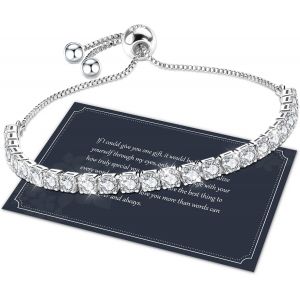Cadeau Femme Bracelet Argent S925 Bracelet Femme Argent 5a Cubique Zirconium Bracelet R&eacute;glable Cristal Bracelet Tennis Bijoux Femme Cadeau Anniversaire Femme - Neuf
