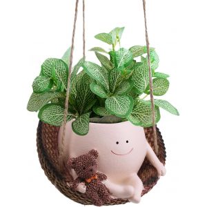 Nouvelhorizonstore-Pot De Fleurs En R&eacute;sine &Agrave; Suspendre Avec Trou De Drainage Respirant Et Motif Petit Ours, Pot De Fleurs Pour Int&eacute;rieur Ou Ext&eacute;rieur, D&eacute;coration De Jardin - Neuf