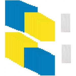 40 PCS Piege Collant Insecte Bleu Piège Insecte Collant Jaune Papier Anti-Insecte Piège Jaune Moucheron Piege Mouche Double Face Jaune Sticky Papiers pour Moustiques (15 * 20cm et 15 * 25cm) - Neuf