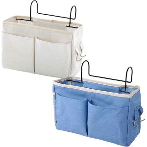 Lit Mezzanine Rangement Sac De Rangement Suspendu De Chevet,2pcs Blanc / Bleu Chevet Suspendu Panier De Chevet Chevet - Neuf