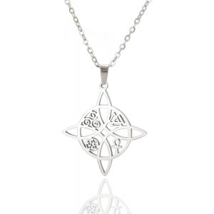 Kal-Collier N?ud De Sorcière Pour Femme En Acier Inoxydable Avec Pendentif N?ud Celtique Irlandais À 4 Pointes - Neuf