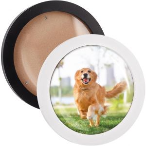 FCHHK-2Pcs Cadre Photo Rond en Bois de 20.6 cm Blanc Noir à Suspendre Au Mur, Cadre Photo Élégant, Cadre D'Affichage pour la Maison, Le Bureau, la Galerie, la Décoration Murale de Mariage - Neuf