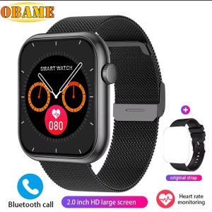 Montre intelligente QX7 Ultra hommes nouveau bracelet &eacute;tanche accessoires avec &eacute;cran tactile Bluetooth appel fr&eacute;quence cardiaque cadeaux pour Xiaomi 2025 Black mesh belt QX7 - Neuf