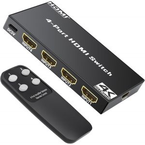 LETNERNY-Commutateur Hdmi 4 K 30 Hz - Commutateur Hdmi 4 En 1 Avec T&eacute;l&eacute;commande Infrarouge - Pr En Charge Hdcp 1.4 Hdr 3D - Compatible Avec Ps5/4, Xbox, Apple Tv, Skybox, Blu-Ray, Hdtv, Moniteur - Neuf