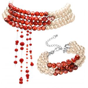 Costume De Vampire D'halloween Pour Femme &iquest; Ensemble De 2 Colliers De Perles De Sang D&eacute;goulinant,Collier Ras Du Cou En Fausses Perles Rouges De Sang Pour Femme,Costume Gothique Gothique - Neuf