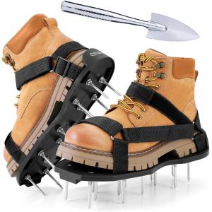 Nouvelhorizonstore-Sandales A&eacute;rateur Pelouse Installation Gratuite, A&eacute;rateur De Pelouse Avec Pelle En Acier Inoxydable, Chaussure &Agrave; Gazon Chaussures &Agrave; Ongles Scarificateur Gazon Chaussures Pour Gazon - Neuf