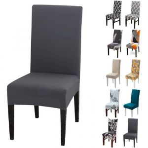 Lot De 6 Housses De Chaise Extensibles Universelles - Moderne - Gris - Neuf