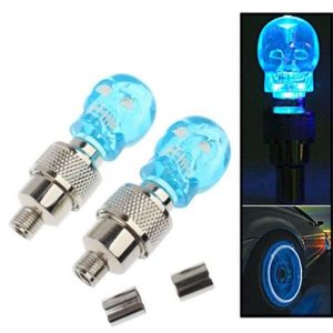Lot De 2 Lampes Led Clignotantes Pour Valves De Voiture Et De Vélo, Motif Tête De Mort, Lumineuses, Durables, Faciles À Installer Et Élégantes. - Neuf