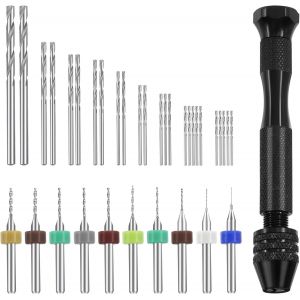 YEMAESRE-36 Pièces Le Kit De Foret À Main Comprend Une Perceuse À Aiguille,25 Forets À Fleur De Jute Et 10 Mini-Forets Combo Kit,Menuiserie Pcb(0,3-1,2 Mm Perceuse De Couleur) - Neuf