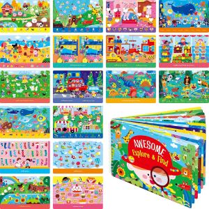 KAJGL-Carnet D'Activités Effaçables À Sec,28 Jeux Réutilisables Et Effaçables,Jeux D'Exploration Et De Recherche,Jouet Éducatif Intéressant Et Outil D'Apprentissage Pour Les Voyages En Voiture Et En - Neuf