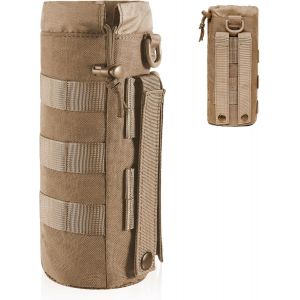 Jgd-Molle Porte-Bouteille D'eau Pour Sac &Agrave; Dos, Poche De Cruche &Agrave; Eau Militaire,Poches De Sac &Agrave; Dos De Randonn&eacute;e Pour Bouteille D&iquest;Eau,Porte Bouteille En Nylon R&eacute;glable,Pour Camping Randonn&eacute;e (Kaki) - Neuf