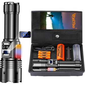 Jexnovashop-Lampe Torche Led Ultra Puissante, 500000 Lumens Lampe De Poche Led Ultra Puissante, 9 Modes & &Eacute;clairage Lat&eacute;ral Cob, Lampe Torche Rechargeable Usb, Lampe Tactique Pour Camping Urgence - Neuf