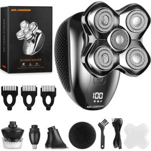 Rasoir Tete Chauve Homme, Rasoir Cheveux Hommes T&ecirc;te Chauve, Rasoir &Eacute;lectrique Pour Barbe Humide Et S&egrave;che, T&ecirc;tes De Coupe Magn&eacute;tiques, Pour Tondre Les Cheveux, La Barbe (Noir) - Neuf
