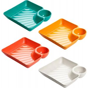 Loranka-Lot De 4 Assiettes &Agrave; Collation Avec Compartiments - Bols &Agrave; Sauce, Frites, Tapas - Pour Ap&eacute;ritifs Et Sauces - Neuf