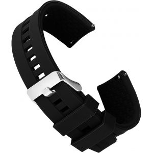 Kal-Bracelets De Montre En Silicone Libération Rapide Bracelet De Montre De Remplacement, Bracelet De Montre Universel Étanche Avec Boucle Argentée Pour Hommes Femmes Compatible Avec Les Bracelets - Neuf