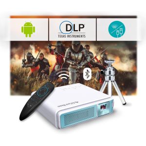 CHECARZHN--NO1-Projecteur De Voyage J4A 2024 Portable Avec Android, Batterie Et Haut-Parleur Intégrés, Idéal Pour Le Camping. Projecteur Dlp Rechargeable 1080P. Compatible Avec Hdmi, Usb, Iphone Et L - Neuf