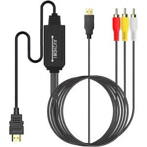 Convertisseur Rca Vers Hdmi,Av Vers Hdmi,Adaptateur Composite 1080p Vers Hdmi Câble Av Vers Hdmi Support Pal/Ntsc Compatible Avec Ps2,Ps3,Stb,Xbox,Pc,Vhs,Vcr,Blue-Ray Dvd Lecteur - Neuf