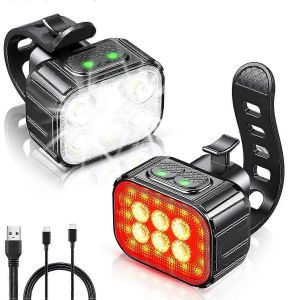 Ensemble D'éclairage De Vélo Super Lumineux,Lumière Led Rechargeable Usb Pour Vélo,Éclairage De Vélo Pour La Conduite Nocturne,Avant De Vélo - Neuf