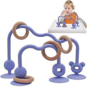 Jouet Ventouse Chaise Haute, Jouet Bebe 6 8 9 Mois,Montessori Sensoriels D'&eacute;veil Jeux B&eacute;b&eacute; Cadeau Enfant Fille et Gar&ccedil;on(Rose) - Neuf