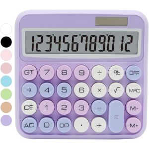 Calculatrice standard violette-12 chiffres avec grand &eacute;cran LCD et grands boutons,parfaite pour le bureau,l'&eacute;cole,la maison et le magasin - Neuf