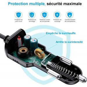 TIANYI-Chargeur de Voiture pour cam&eacute;ra embarqu&eacute;e, Interface Micro USB et Mini USB, enregistreur de Conduite, Cordon d'alimentation 3,5 m, 12 V/24 V vers DC 5 V 2 A - Neuf