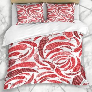 Literie - Housse De Couette Doodle Sketch Red Hot Chilly Peppers Motif Boisson Sans Fin Pour Les Aliments Chili Ligne G&iquest;&iquest;Om&iquest;&iquest;Trique Mexicain R&iquest;&iquest;Sum&iquest;&iquest; Microfibre Trois Pi&iquest;&iquest;Ces * Cm - Neuf