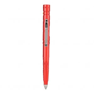 Stylo militaire multifonction, lampe torche LED, autodefense personnelle, survie, brise-vitre (rouge) - Neuf