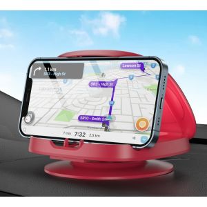 Checarzhn--No1-Support De Téléphone Portable Pour Voiture - Pivotant À 360° - Avec Socle Adhésif - Pour Iphone 16/15/14/13/12 Pro /Xr/, Samsung Galaxy, Smartphone (Rouge) - Neuf