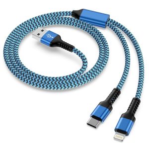 Lbgwp60-Câble De Charge Multiple [1,2 M] Câble De Charge Universel 2 En 1 Pour Iphone, Câble Usb Avec Lightning + Usb C Pour Iphone 15, 14, 13, 12, 11, 8, 7, 6, Samsung Galaxy, Huawei, Google, - Neuf