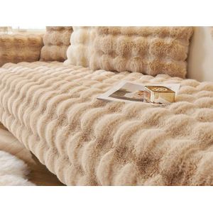 Housse De Canap&eacute; En Fausse Fourrure De Lapin 90 X 210 Cm, Marron - Neuf