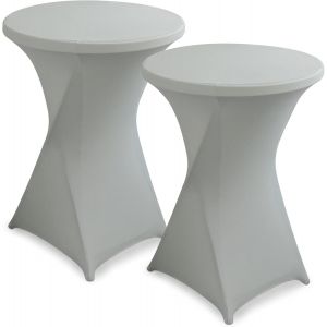 2 Pièces Housse De Table Ronde Extensible, Ø 80-85 Cm Housse Mange Debout Pour Mariage Hôtel Restaurant Table De Brasserie Haute De Bistrot Jardin Restaurent Bar, Gris - Neuf