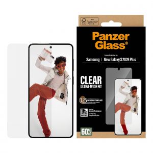 PanzerGlass Protection d'&eacute;cran Ultra-Wide Fit Anti-bact&eacute;rienne avec applicateur Samsung Galaxy S26 Plus - Neuf