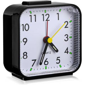 KAL-Réveil À Quartz,Analogique Silencieux Réveil Sans Tic Tac Fonction Snooze Et Fonction Veilleuse Meilleur Réveil De Voyage Réveil Portable Taille Reveil Horloge Réveil Analogique (Black) - Neuf
