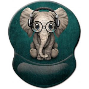 KALANKA-Tapis de Souris Ergonomique,avec Support de Repose-Poignet en Gel,Tapis de Souris Gaming pour Ordinateur Portable, Bureau, Antidérapant Imperméable,Éléphant Mignon - Neuf